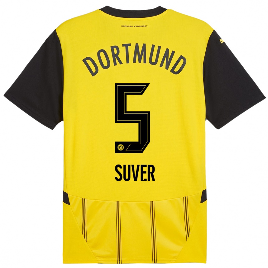 Niño Fútbol Camiseta Mario Suver #5 Amarillo Negro 1ª Equipación 2024/25