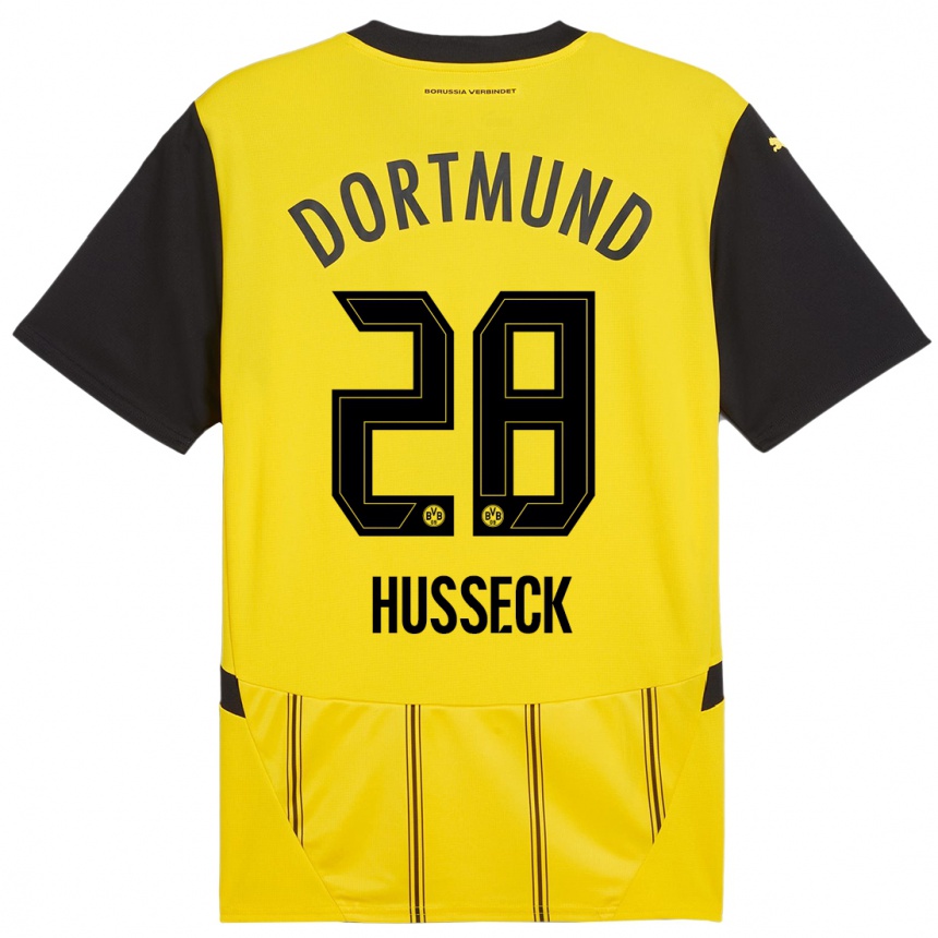 Niño Fútbol Camiseta Jonah Husseck #28 Amarillo Negro 1ª Equipación 2024/25