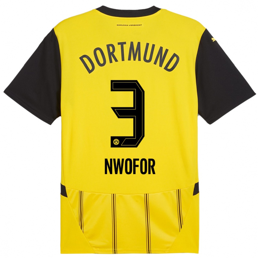 Niño Fútbol Camiseta Jamie Nwofor #3 Amarillo Negro 1ª Equipación 2024/25