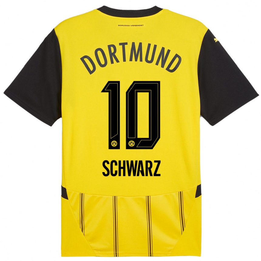 Niño Fútbol Camiseta Oskar Schwarz #10 Amarillo Negro 1ª Equipación 2024/25