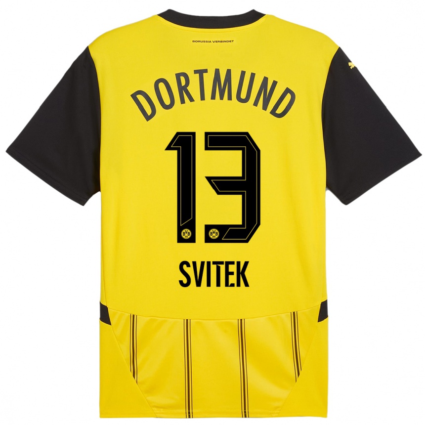 Niño Fútbol Camiseta Leon Svitek #13 Amarillo Negro 1ª Equipación 2024/25