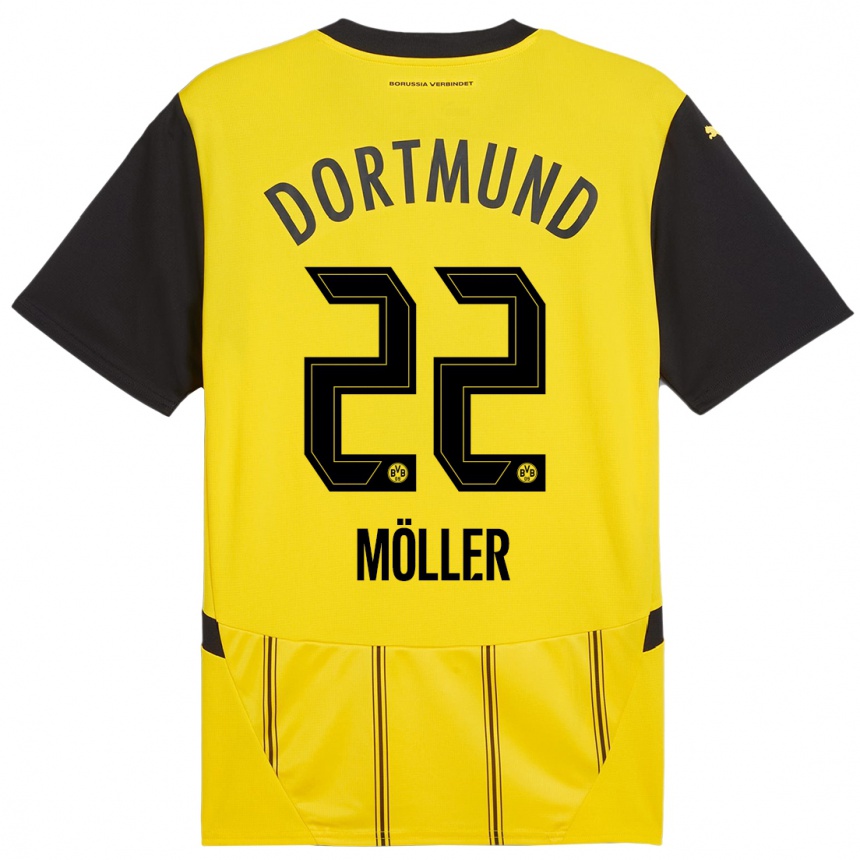 Niño Fútbol Camiseta Paul Möller #22 Amarillo Negro 1ª Equipación 2024/25