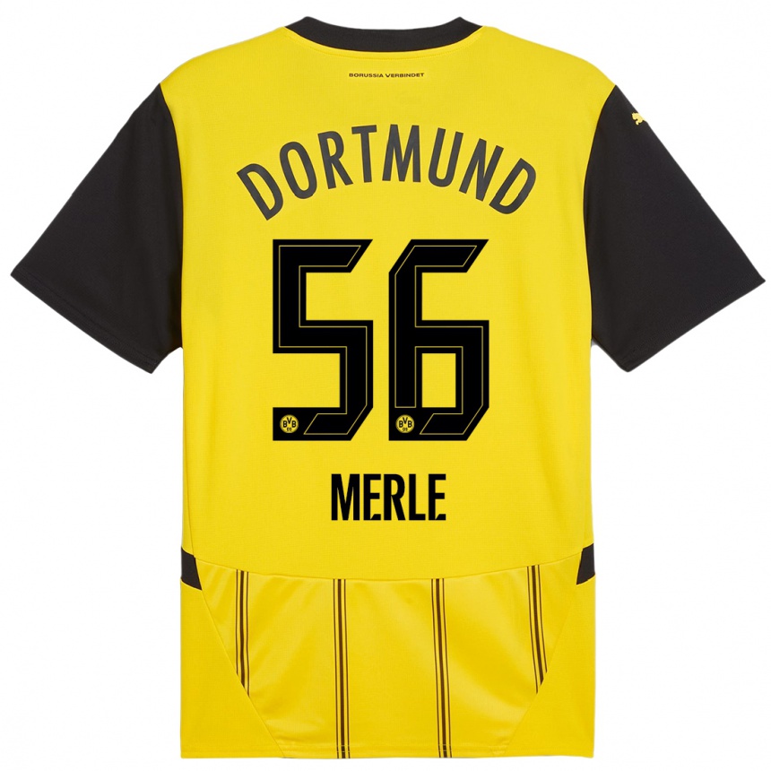 Niño Fútbol Camiseta Albers Merle #56 Amarillo Negro 1ª Equipación 2024/25