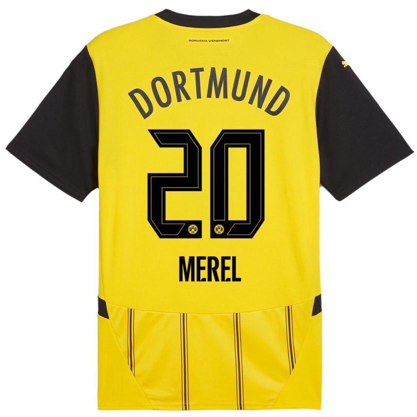 Niño Fútbol Camiseta Freriks Merel #20 Amarillo Negro 1ª Equipación 2024/25