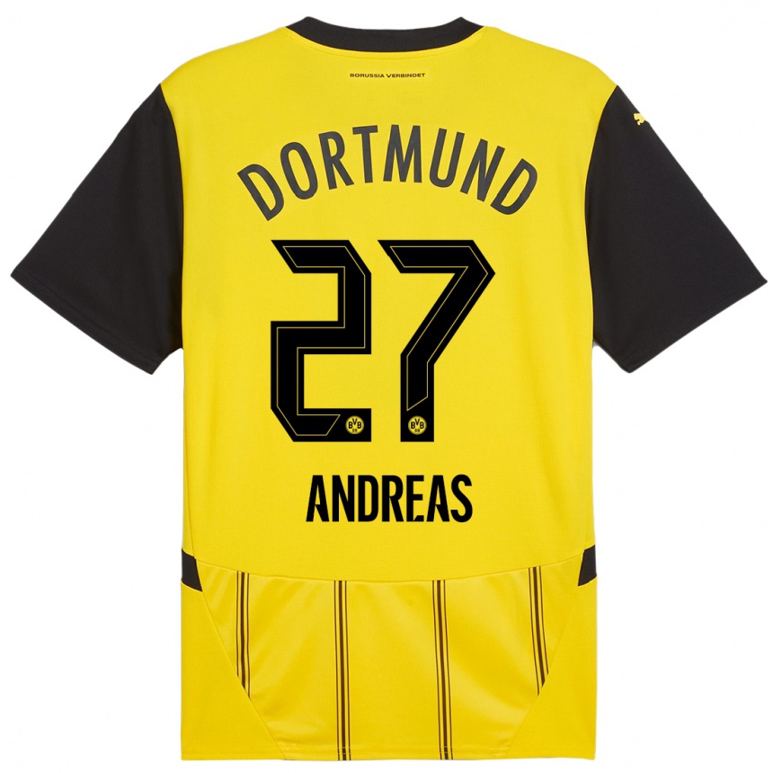 Niño Fútbol Camiseta Kuno Andreas #27 Amarillo Negro 1ª Equipación 2024/25