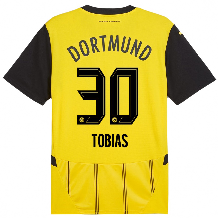 Niño Fútbol Camiseta Vogt Tobias #30 Amarillo Negro 1ª Equipación 2024/25