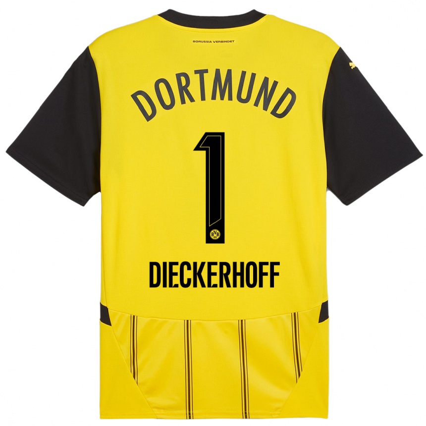 Niño Fútbol Camiseta Max Dieckerhoff #1 Amarillo Negro 1ª Equipación 2024/25