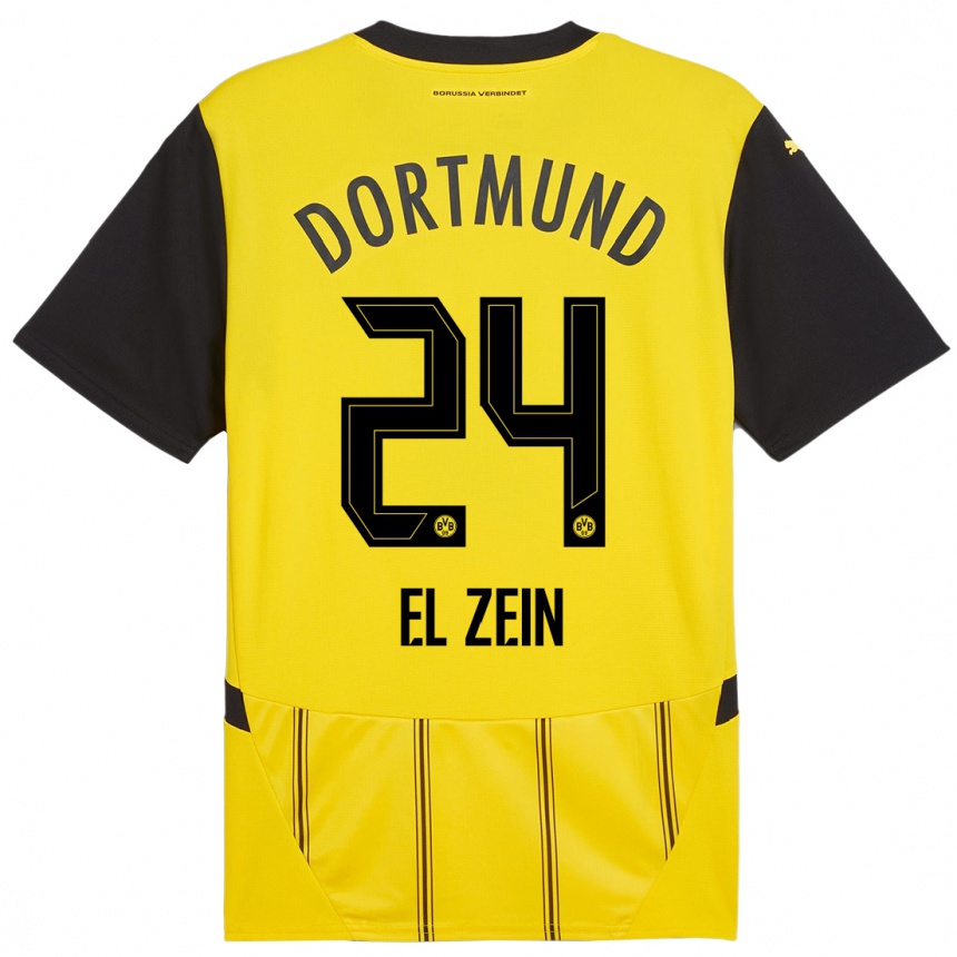 Niño Fútbol Camiseta Abu-Bekir Omer El-Zein #24 Amarillo Negro 1ª Equipación 2024/25