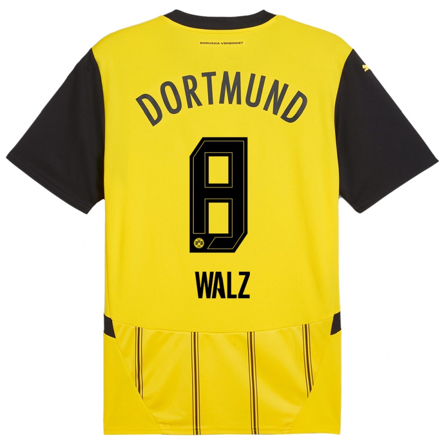 Niño Fútbol Camiseta Vasco Walz #8 Amarillo Negro 1ª Equipación 2024/25