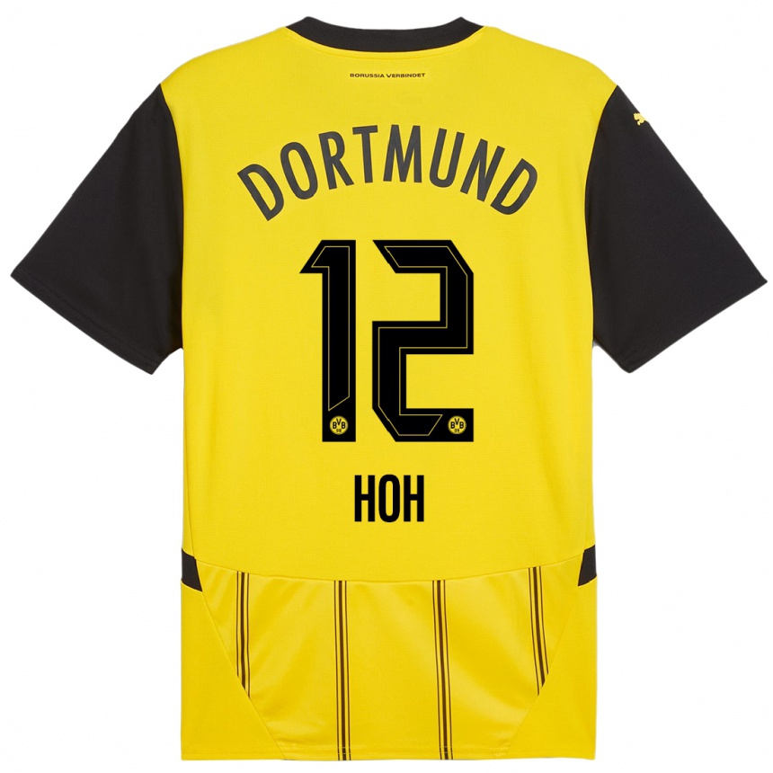 Niño Fútbol Camiseta Hendrik Hoh #12 Amarillo Negro 1ª Equipación 2024/25