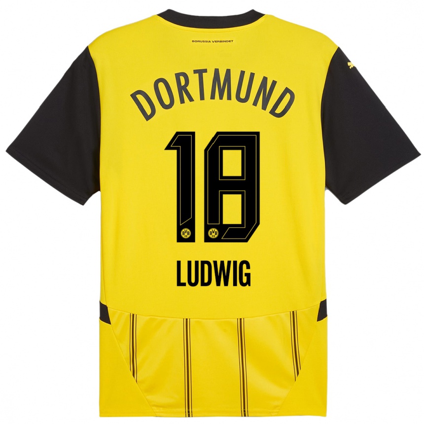 Niño Fútbol Camiseta Michel Ludwig #18 Amarillo Negro 1ª Equipación 2024/25