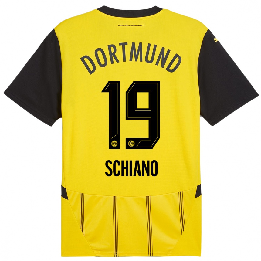 Niño Fútbol Camiseta Emilio Schiano #19 Amarillo Negro 1ª Equipación 2024/25