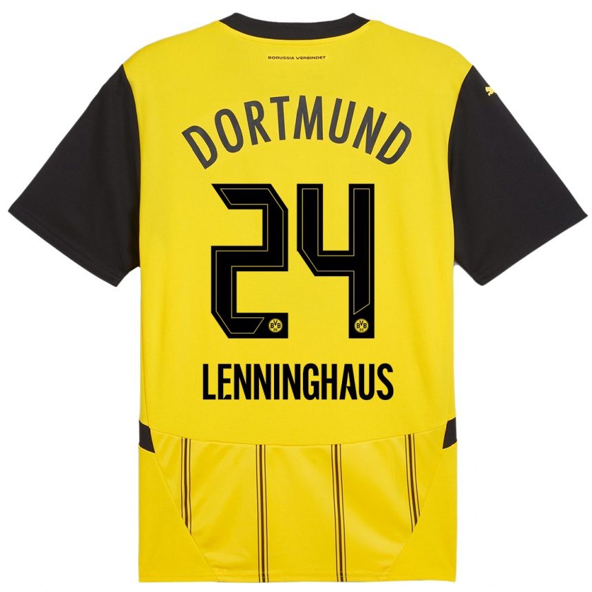 Niño Fútbol Camiseta Mika Lenninghaus #24 Amarillo Negro 1ª Equipación 2024/25