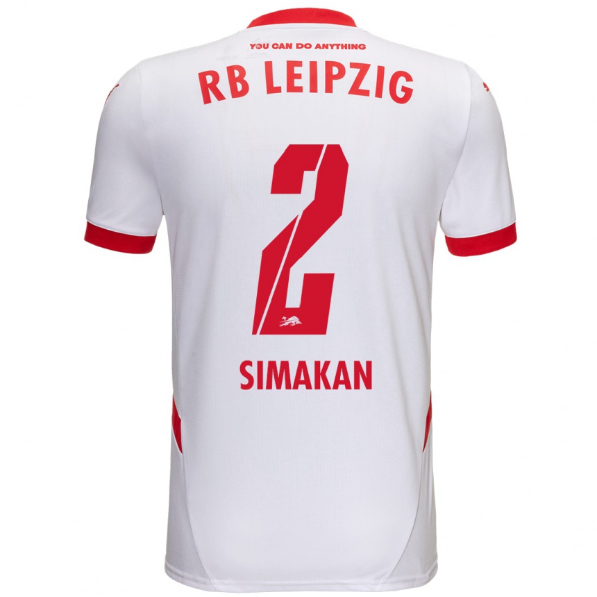 Niño Fútbol Camiseta Mohamed Simakan #2 Blanco Rojo 1ª Equipación 2024/25