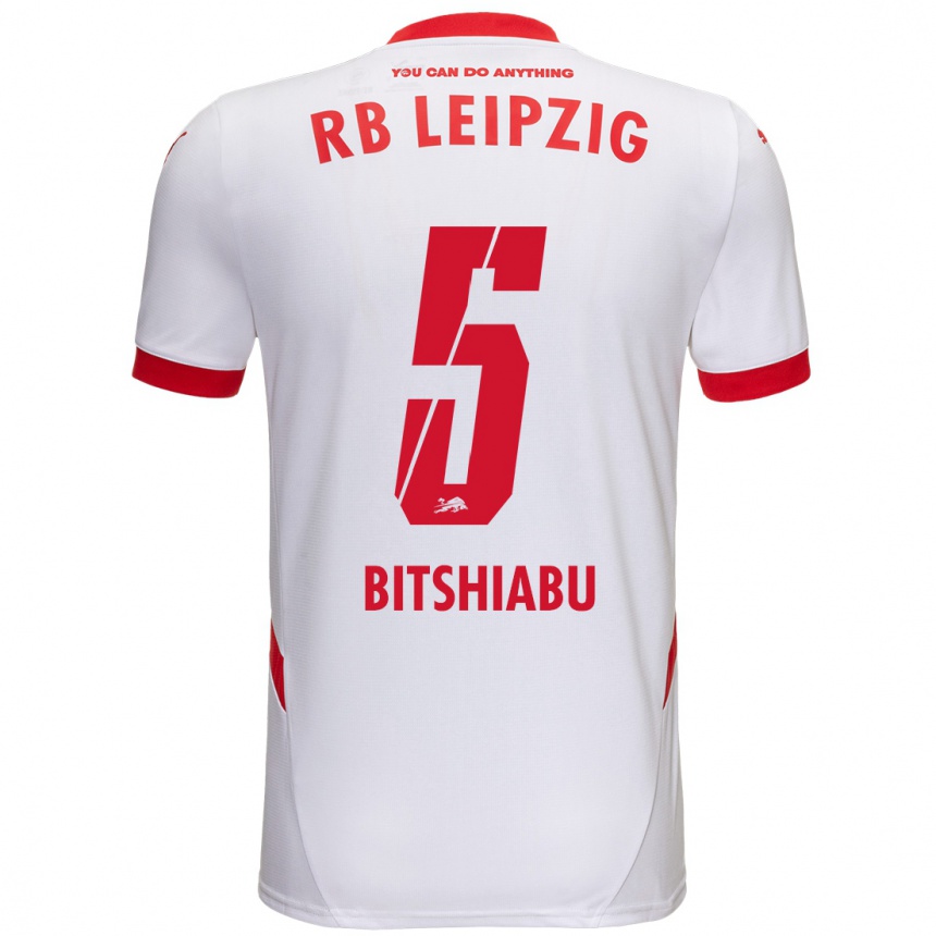 Niño Fútbol Camiseta El Chadaille Bitshiabu #5 Blanco Rojo 1ª Equipación 2024/25