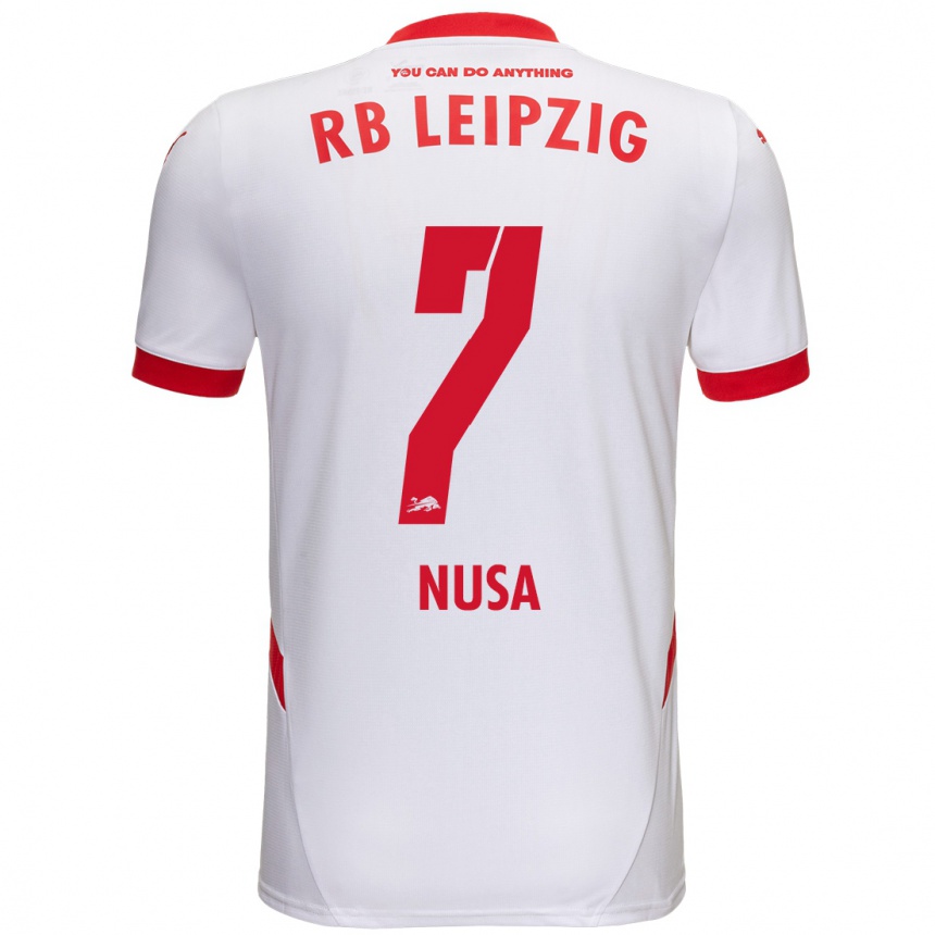 Niño Fútbol Camiseta Antonio Nusa #7 Blanco Rojo 1ª Equipación 2024/25