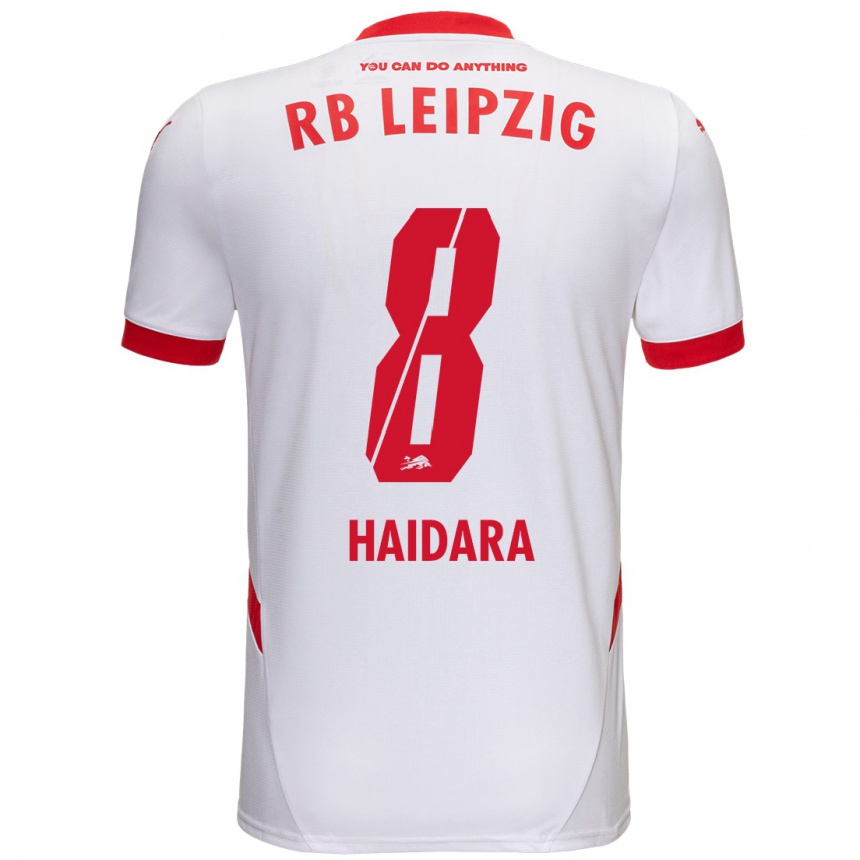 Niño Fútbol Camiseta Amadou Haidara #8 Blanco Rojo 1ª Equipación 2024/25