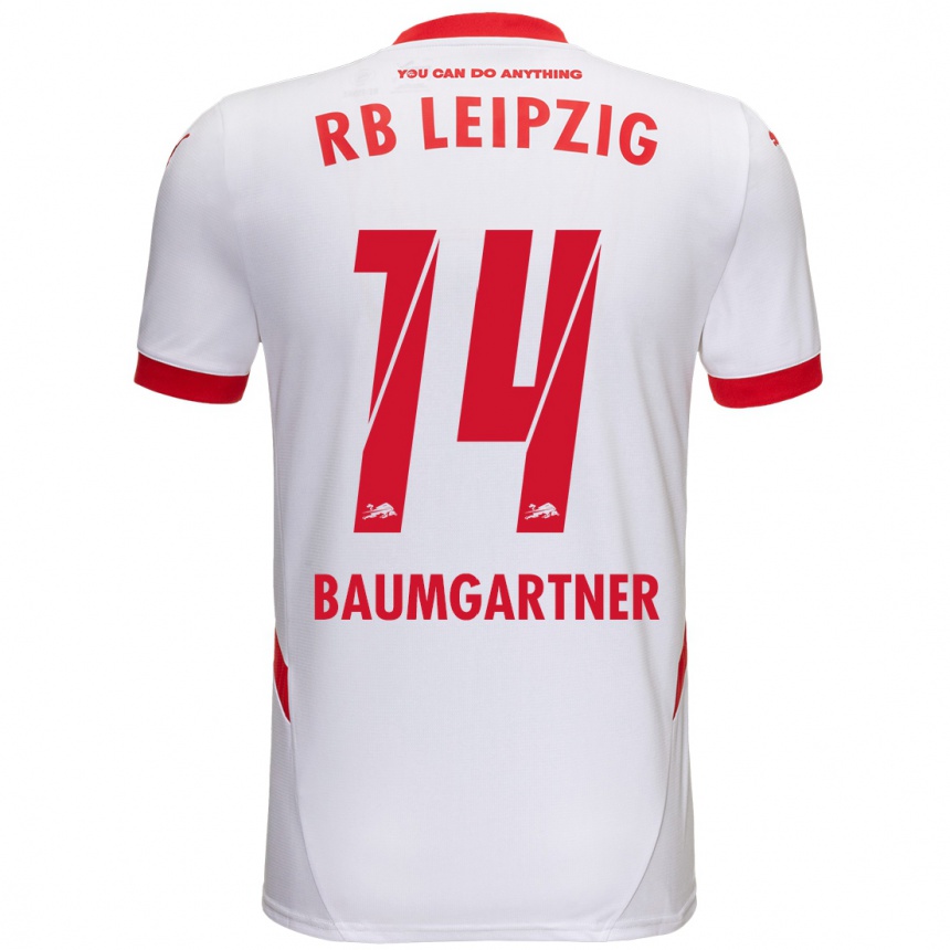 Niño Fútbol Camiseta Christoph Baumgartner #14 Blanco Rojo 1ª Equipación 2024/25