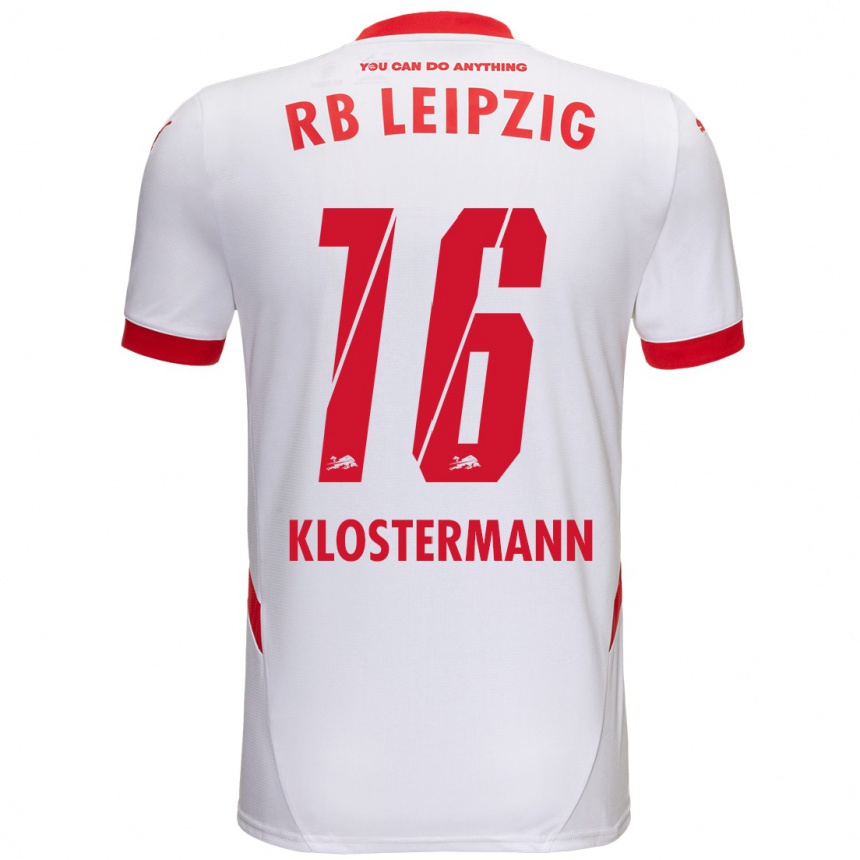 Niño Fútbol Camiseta Lukas Klostermann #16 Blanco Rojo 1ª Equipación 2024/25