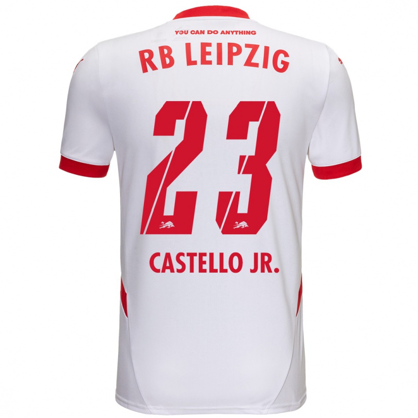 Niño Fútbol Camiseta Castello Lukeba #23 Blanco Rojo 1ª Equipación 2024/25