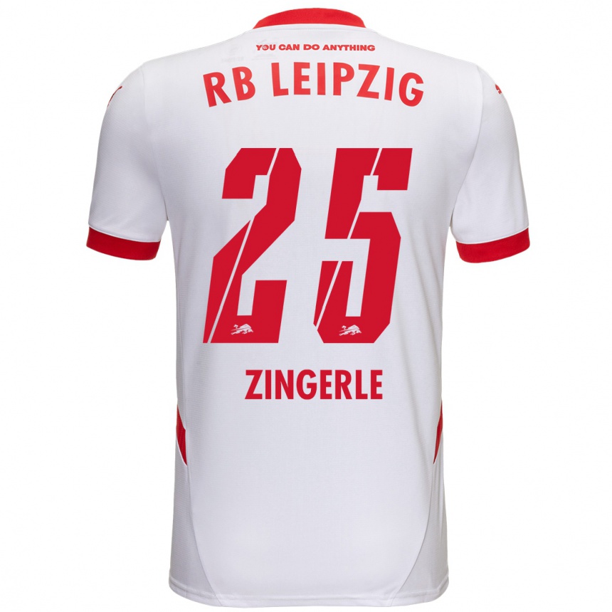 Niño Fútbol Camiseta Leopold Zingerle #25 Blanco Rojo 1ª Equipación 2024/25