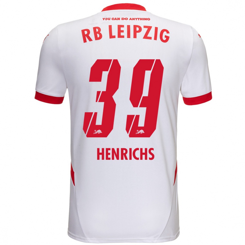 Niño Fútbol Camiseta Benjamin Henrichs #39 Blanco Rojo 1ª Equipación 2024/25