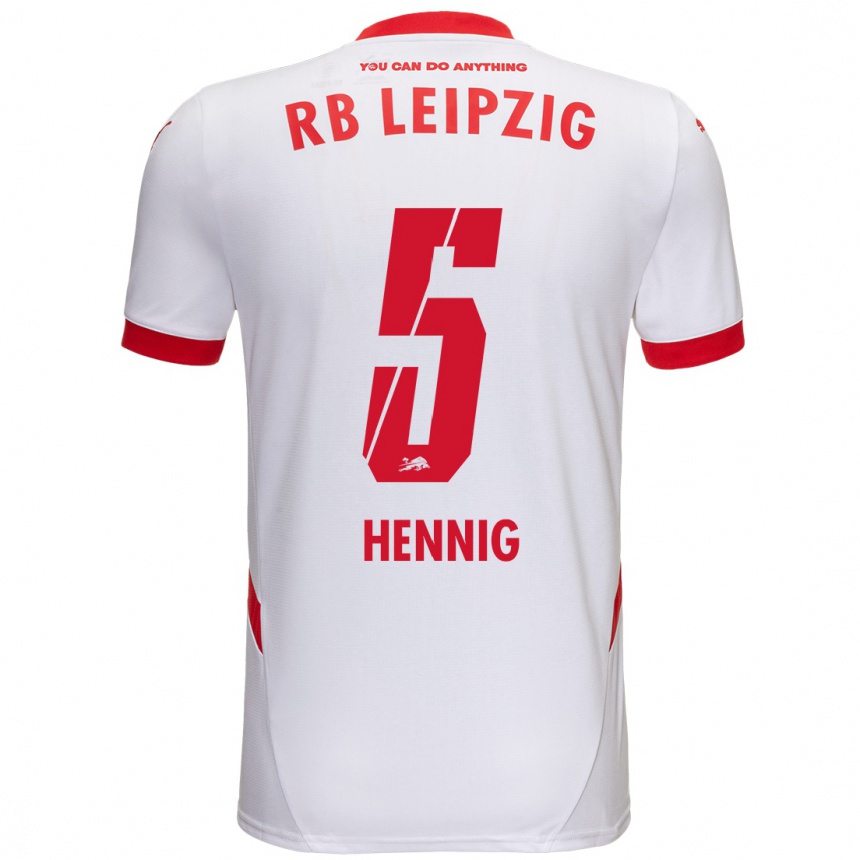 Niño Fútbol Camiseta Lenny Hennig #5 Blanco Rojo 1ª Equipación 2024/25