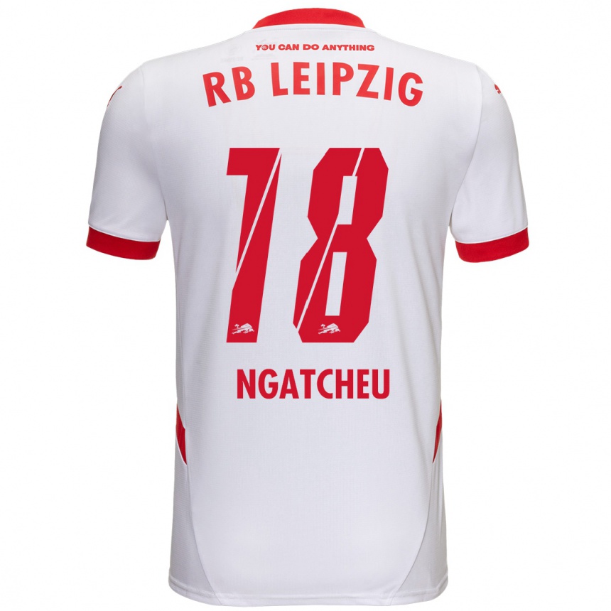 Niño Fútbol Camiseta Yohan Ngatcheu #18 Blanco Rojo 1ª Equipación 2024/25