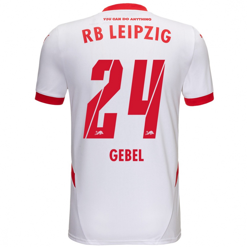 Niño Fútbol Camiseta Viggo Gebel #24 Blanco Rojo 1ª Equipación 2024/25