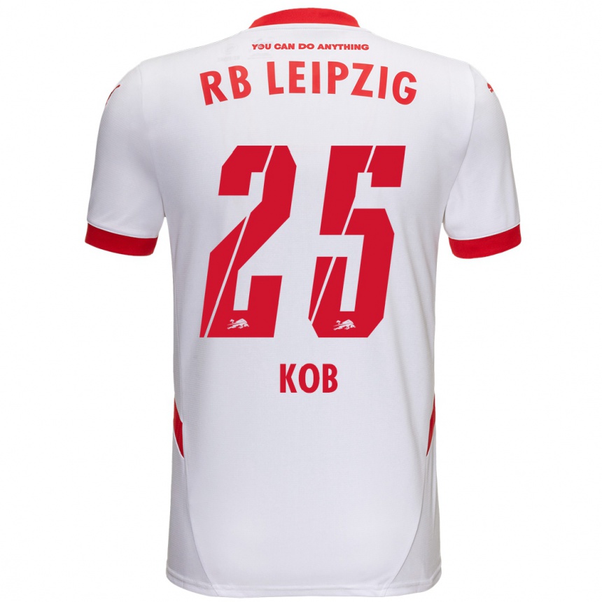 Niño Fútbol Camiseta Leon Koß #25 Blanco Rojo 1ª Equipación 2024/25