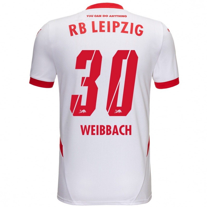 Niño Fútbol Camiseta Noah Weißbach #30 Blanco Rojo 1ª Equipación 2024/25