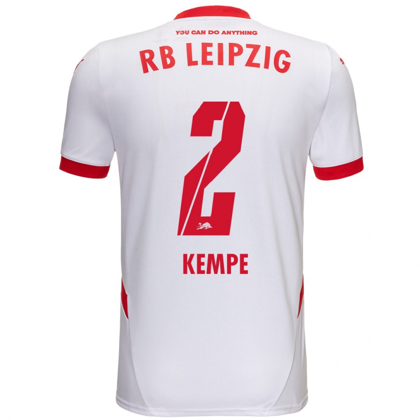 Niño Fútbol Camiseta Frederike Kempe #2 Blanco Rojo 1ª Equipación 2024/25