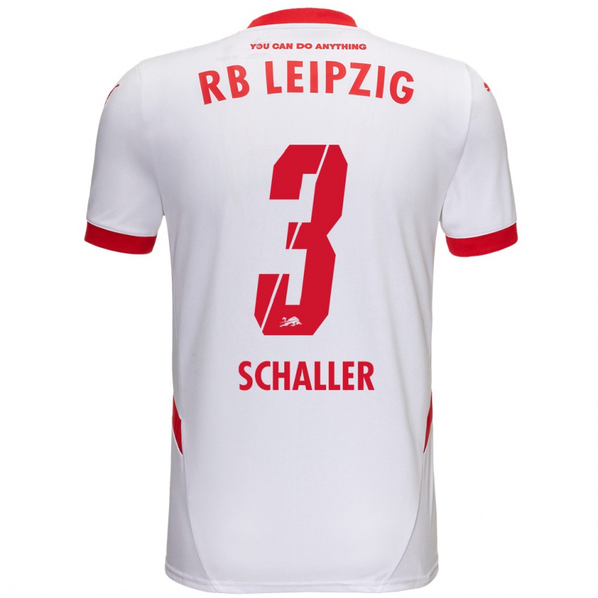 Niño Fútbol Camiseta Josefine Schaller #3 Blanco Rojo 1ª Equipación 2024/25