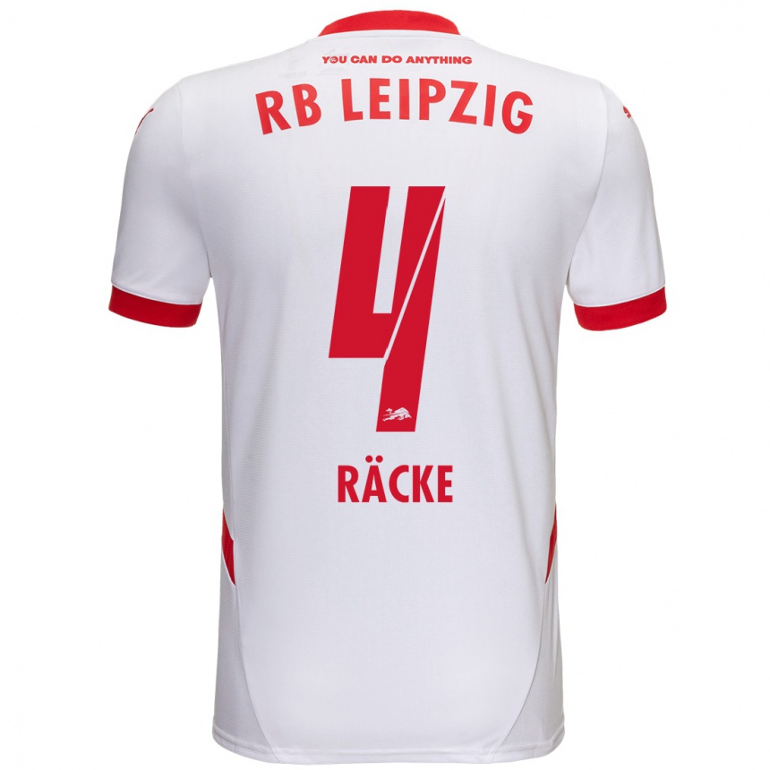 Niño Fútbol Camiseta Nina Räcke #4 Blanco Rojo 1ª Equipación 2024/25