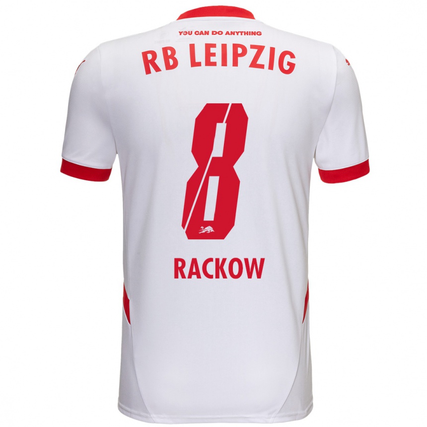 Niño Fútbol Camiseta Gianna Rackow #8 Blanco Rojo 1ª Equipación 2024/25