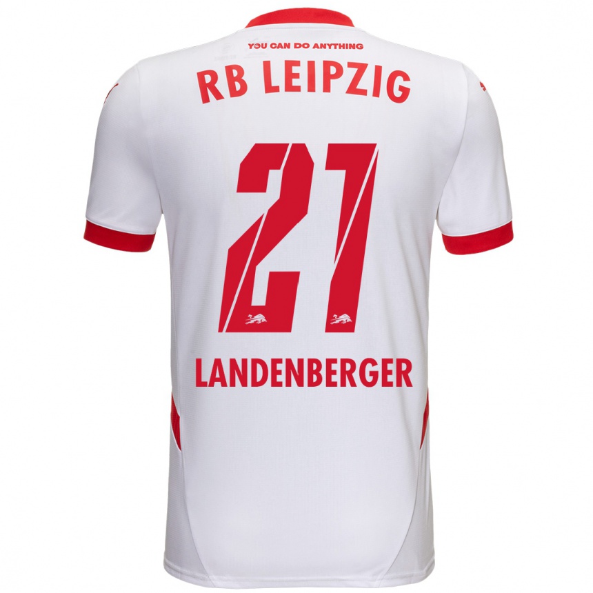 Niño Fútbol Camiseta Julia Landenberger #21 Blanco Rojo 1ª Equipación 2024/25