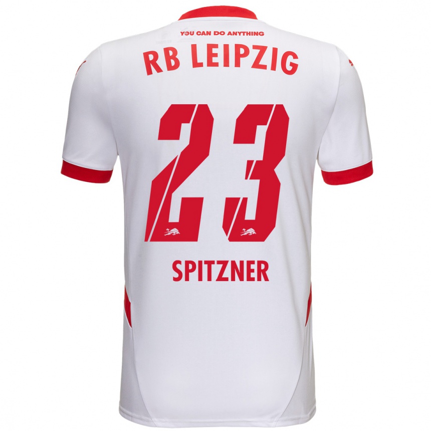 Niño Fútbol Camiseta Kyra Spitzner #23 Blanco Rojo 1ª Equipación 2024/25