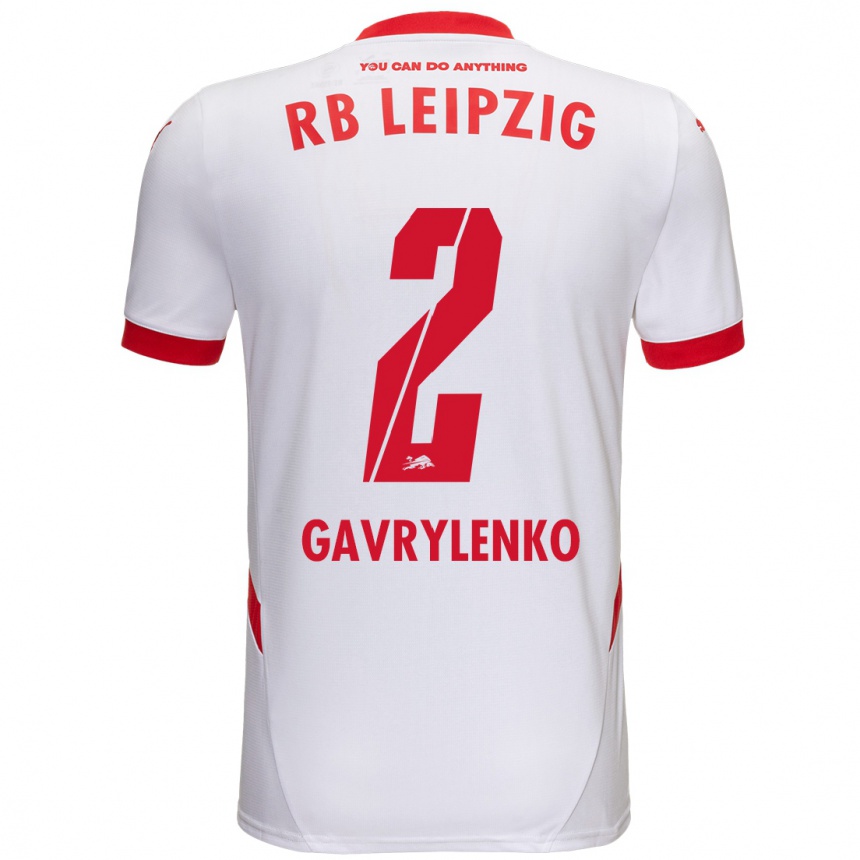 Niño Fútbol Camiseta Oleksandr Gavrylenko #2 Blanco Rojo 1ª Equipación 2024/25