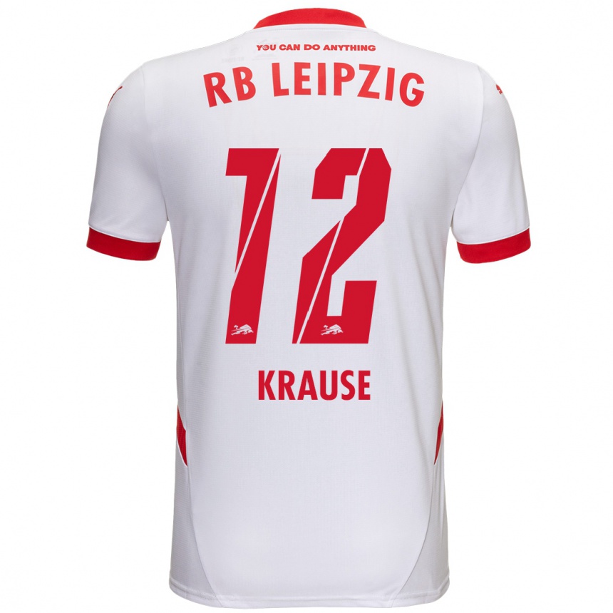 Niño Fútbol Camiseta Arno Krause #12 Blanco Rojo 1ª Equipación 2024/25