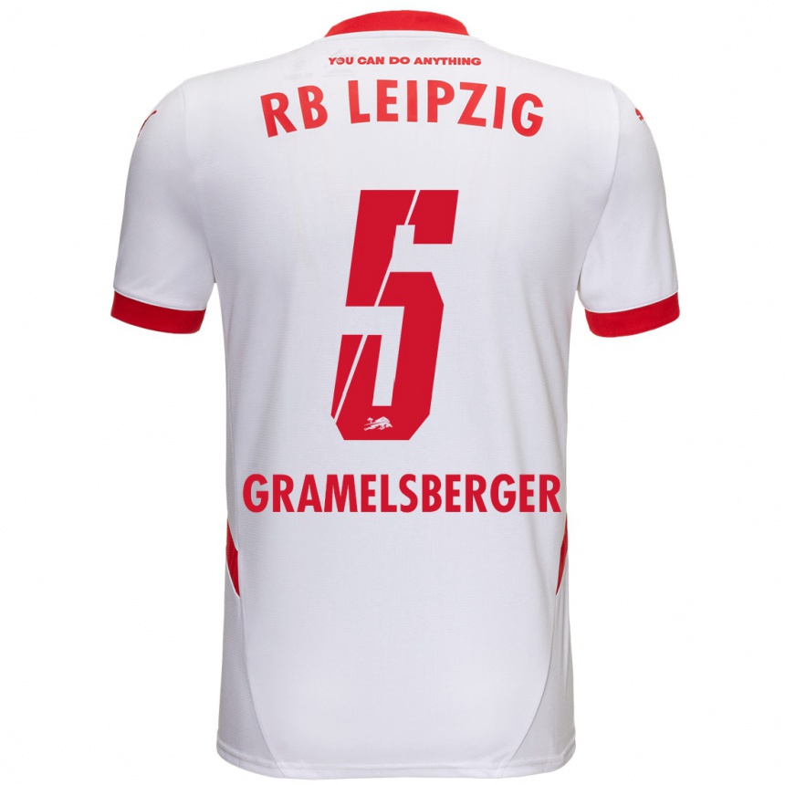 Niño Fútbol Camiseta Lennert Gramelsberger #5 Blanco Rojo 1ª Equipación 2024/25