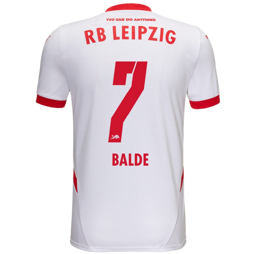 Niño Fútbol Camiseta Mamadu Baldé #7 Blanco Rojo 1ª Equipación 2024/25