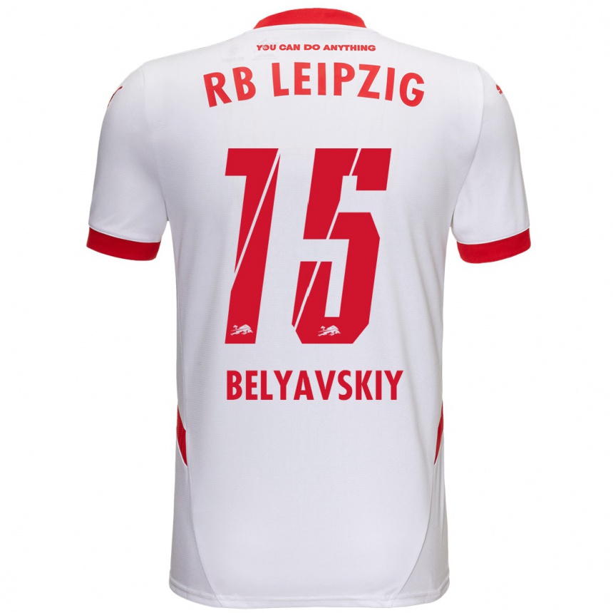 Niño Fútbol Camiseta David Belyavskiy #15 Blanco Rojo 1ª Equipación 2024/25