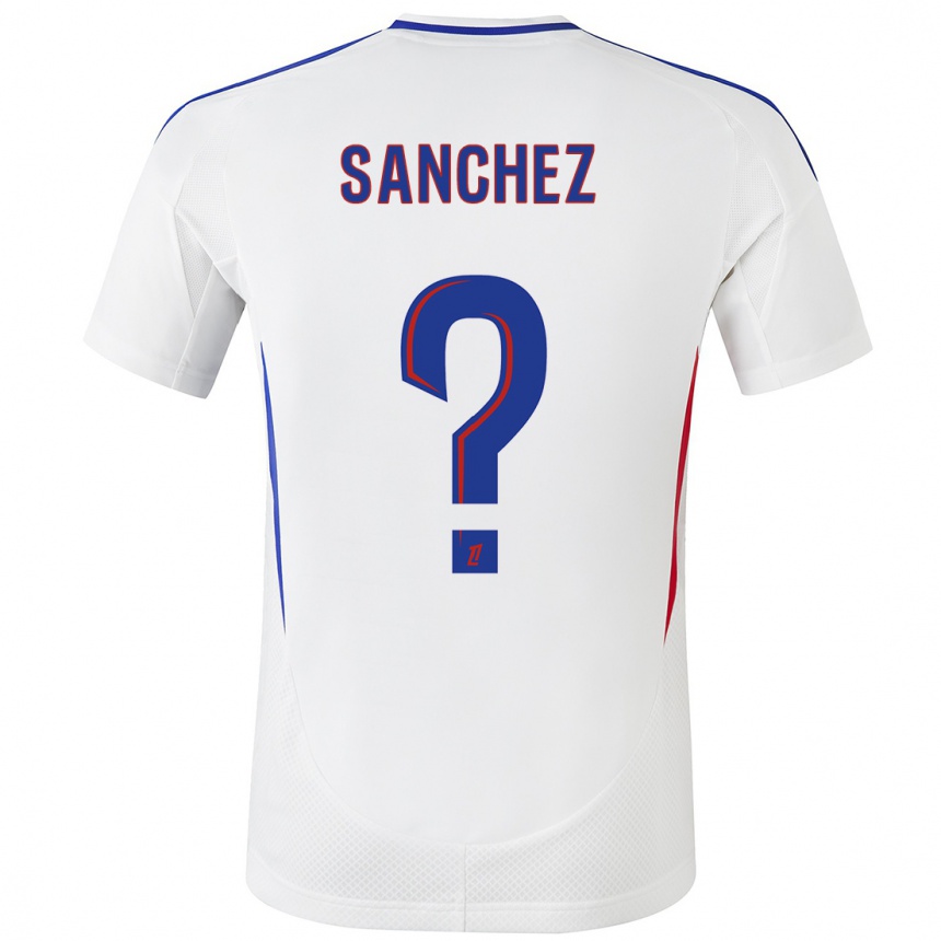 Niño Fútbol Camiseta Florent Sanchez #0 Blanco Azul 1ª Equipación 2024/25