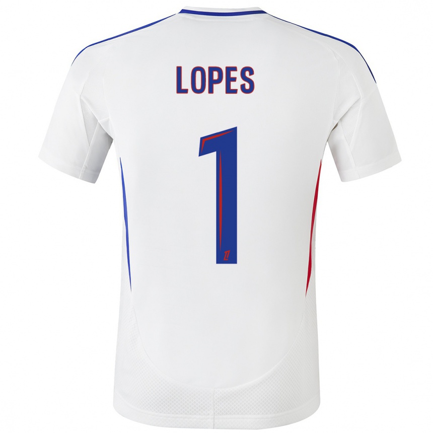 Niño Fútbol Camiseta Anthony Lopes #1 Blanco Azul 1ª Equipación 2024/25