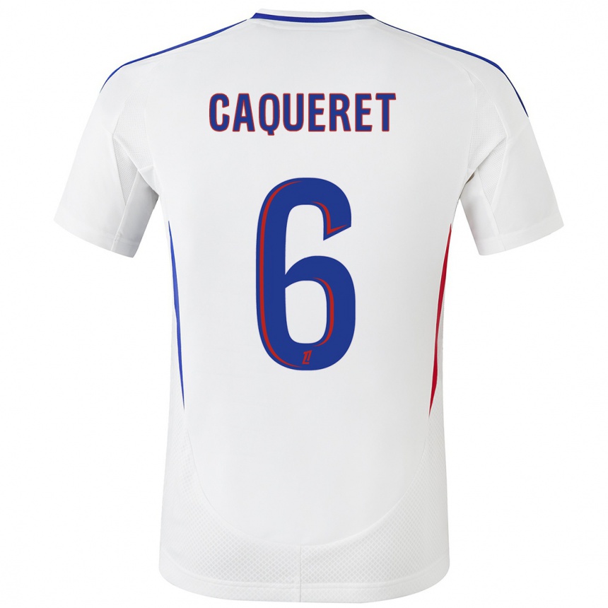 Niño Fútbol Camiseta Maxence Caqueret #6 Blanco Azul 1ª Equipación 2024/25