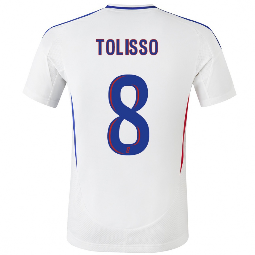 Niño Fútbol Camiseta Corentin Tolisso #8 Blanco Azul 1ª Equipación 2024/25