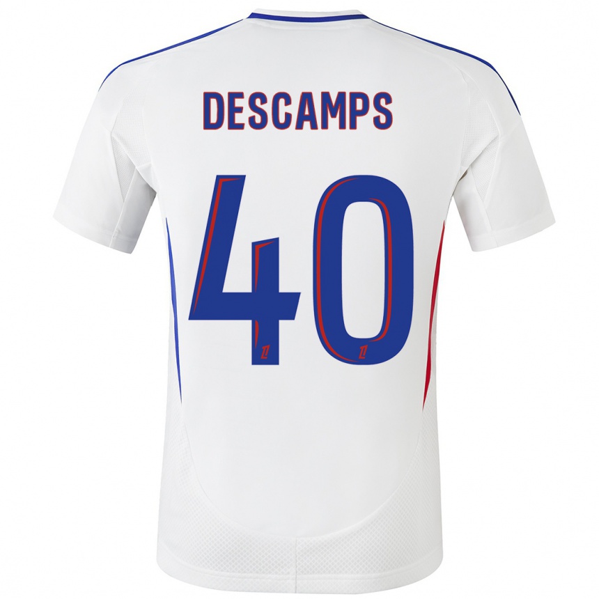 Niño Fútbol Camiseta Rémy Descamps #40 Blanco Azul 1ª Equipación 2024/25