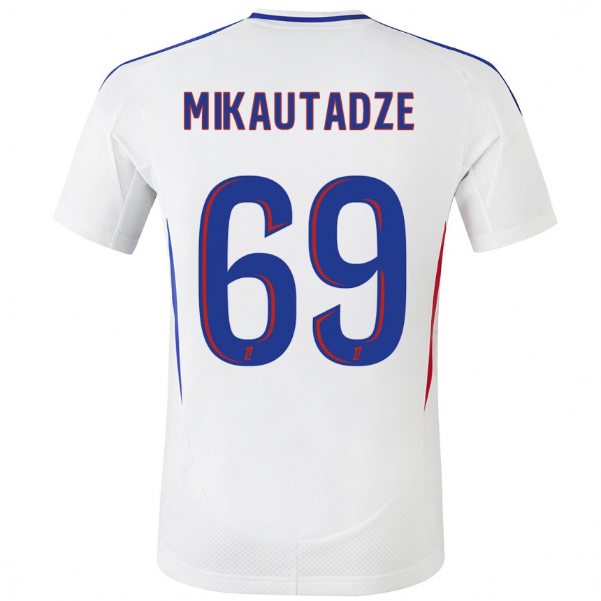 Niño Fútbol Camiseta Georges Mikautadze #69 Blanco Azul 1ª Equipación 2024/25