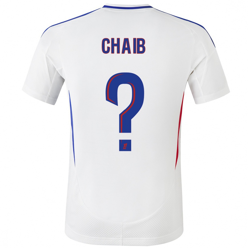 Niño Fútbol Camiseta Yacine Chaib #0 Blanco Azul 1ª Equipación 2024/25