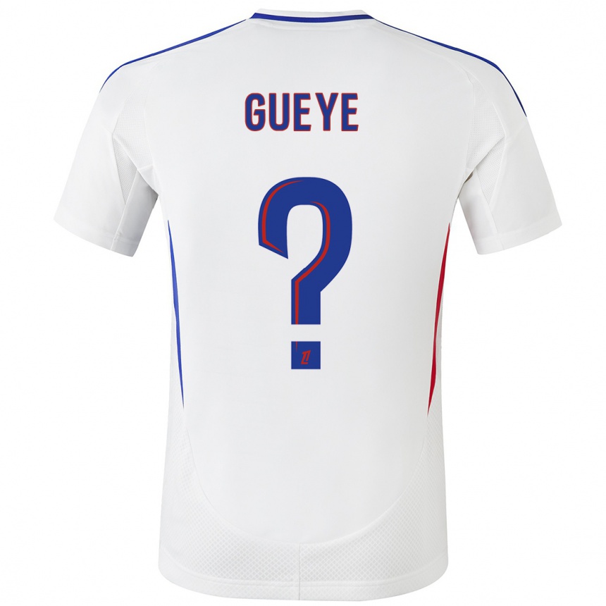 Niño Fútbol Camiseta Thiema Gueye #0 Blanco Azul 1ª Equipación 2024/25